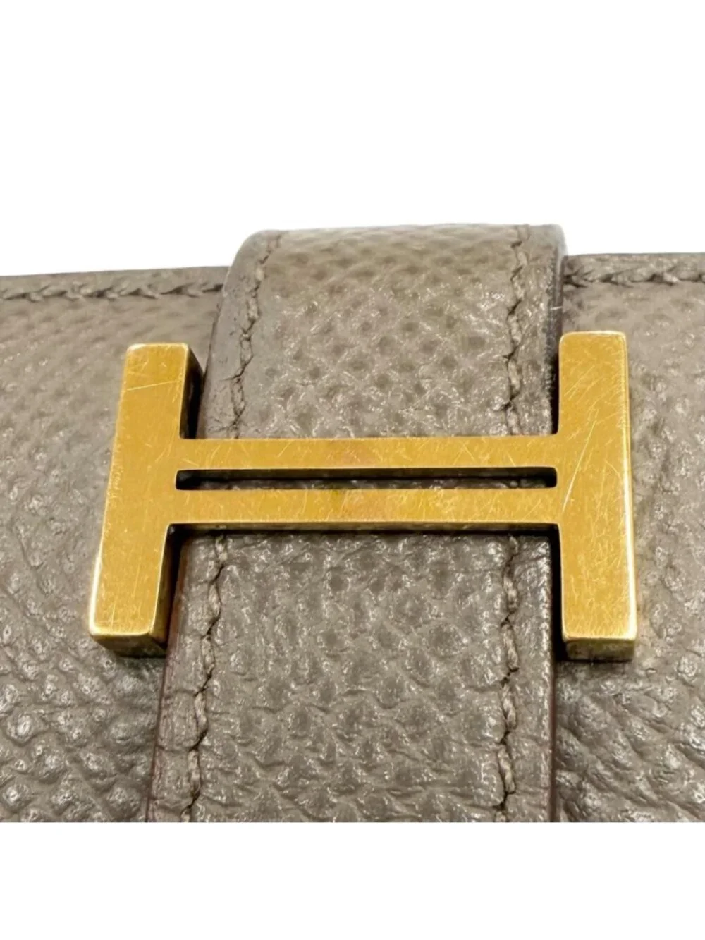 Hermes Bearn Soufflet Veau Epsom Taupe Gold Wallet